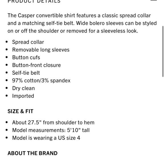 Derek Lam 10 Crosby Casper Convertible Button Down. NWOT. Size 2 - Picture 14 of 14